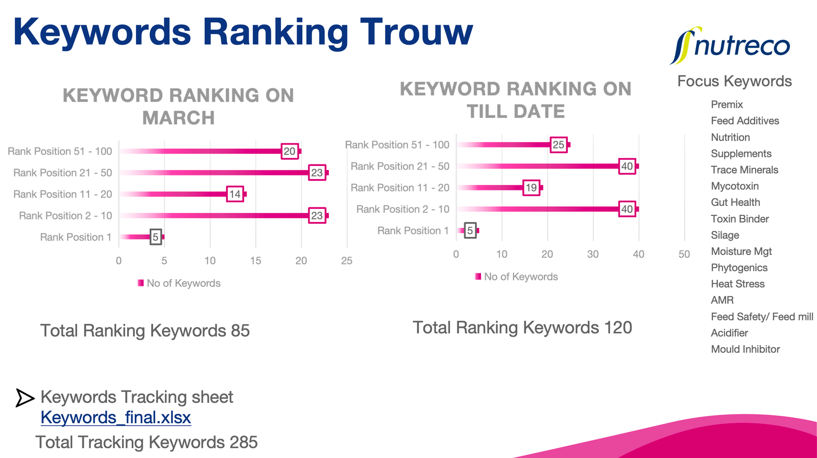 Keyword ranking report